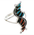 Coral Needlepoint Turquoise And Silver Jewelry Ring Size 5-1/4 YX34135
